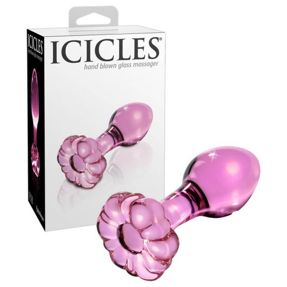 Icicles br. 48 - cvjetni stakleni analni konus (roza) 