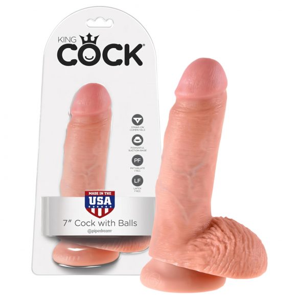 King Cock dildo sa 7 testisa (18 cm) - prirodan 