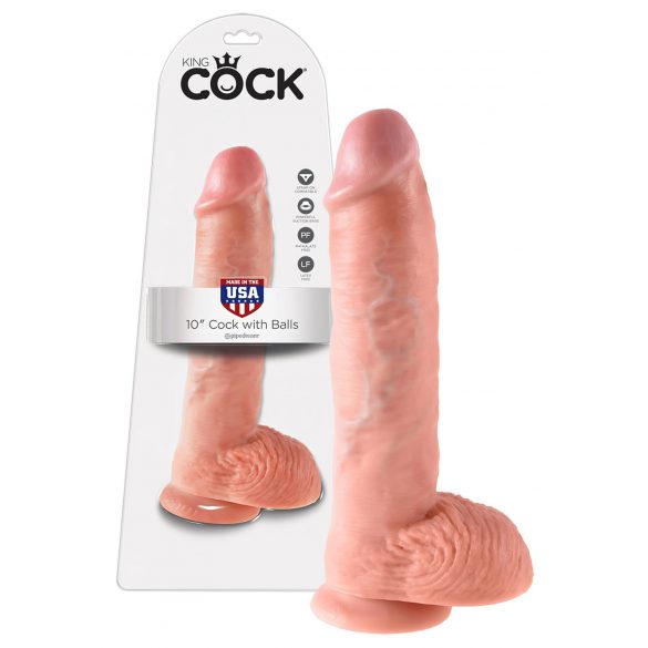 King Cock 10 testisa veliki dildo (25 cm) - prirodan 