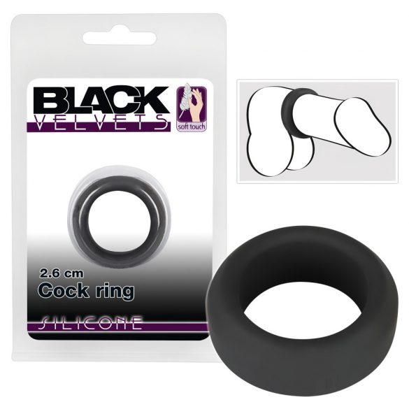 Black Velvet - prsten za penis debelih stijenki (2,6 cm) - crn 