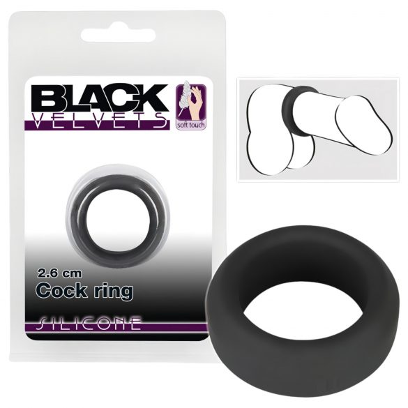 Black Velvet - prsten za penis debelih stijenki (2,6 cm) - crn 