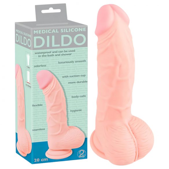 Medicinski - medicinski silikonski dildo (20cm) - prirodan 