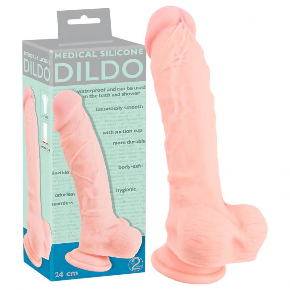 Medicinski - medicinski silikonski dildo (24cm) - prirodan 