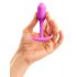 b-vibe Snug Plug 1 - analni dildo s unutarnjim utegom (55g) - roza 