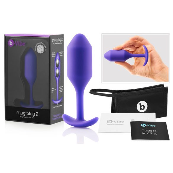 b-vibe Snug Plug 2 - dvostruki analni dildo (114g) - ljubičasti 