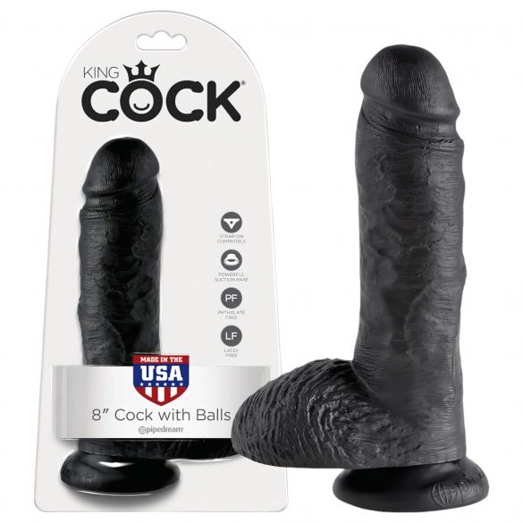 King Cock 8 testikularni dildo (20 cm) - crni