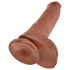 King Cock 10 testisa veliki dildo (25 cm) - smeđi 