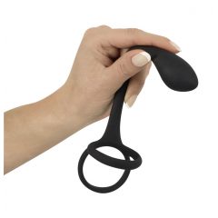   Black Velvet - tanki analni dildo s penisom i prstenom za testise (crni)