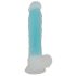 You2Toys Glow in the Dark - dildo za osvjetljavanje testisa s vakuumom (plavi) 