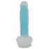 You2Toys Glow in the Dark - dildo za osvjetljavanje testisa s vakuumom (plavi) 