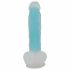 You2Toys Glow in the Dark - dildo za osvjetljavanje testisa s vakuumom (plavi) 