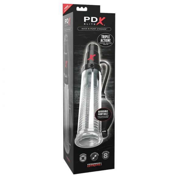 PDX Elite - 2u1 penis pumpa i masturbator (prozirno)