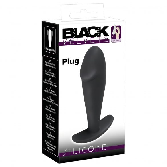 Black Velvet - analni dildo s velikim jajima (crni) 