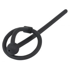   Penisplug - silikonski prsten za glavić sa šupljom uretralnom šipkom (crni)