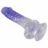 Crystal Clear - dildo s testisima s nožicama - 19,5 cm (prozirno-ljubičasta) 