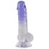 Crystal Clear - dildo s testisima s nožicama - 19,5 cm (prozirno-ljubičasta) 