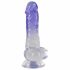 Crystal Clear - dildo s testisima s nožicama - 19,5 cm (prozirno-ljubičasta) 