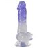 Crystal Clear - dildo s testisima s nožicama - 19,5 cm (prozirno-ljubičasta) 