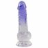 Crystal Clear - dildo s testisima s nožicama - 19,5 cm (prozirno-ljubičasta) 