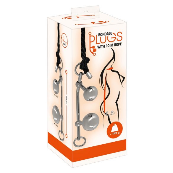 You2Toys Bondage Plugs - metalne ekspandirajuće kuglice (149g) - srebrne 