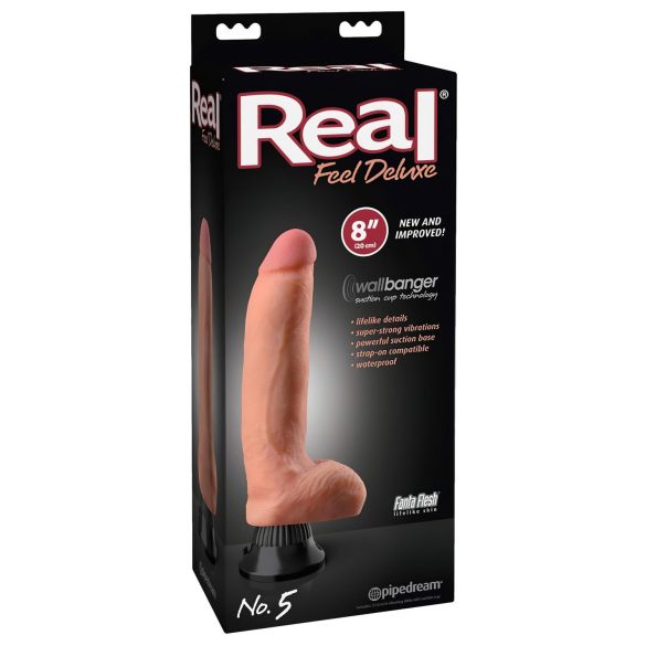 Real Feel Deluxe No.5 - testikularni, realistični vibrator (prirodni) 