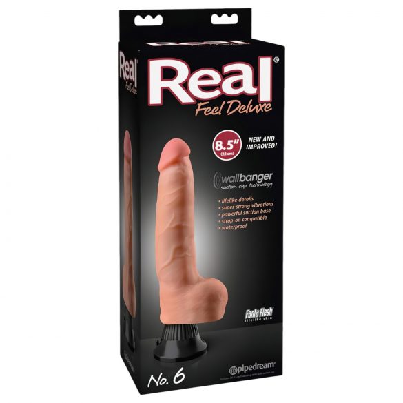 Real Feel Deluxe No.6 - testisi, realistični vibrator (prirodni) 