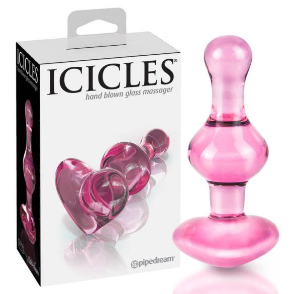 Icicles br. 75 - slatki, stakleni analni dildo (roza) 