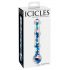 Icicles No. 08 - valoviti, dvostrani, stakleni dildo (prozirno-plavi)