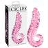 Icicles br. 24 - stakleni dildo s rebrastim jezikom (roza) 