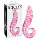 Icicles br. 24 - stakleni dildo s rebrastim jezikom (roza) 