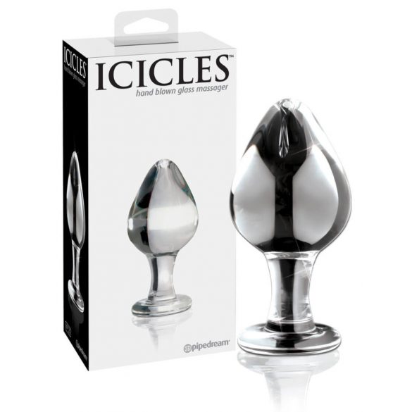 Icicles br. 25 - stožasti stakleni analni dildo (proziran) 