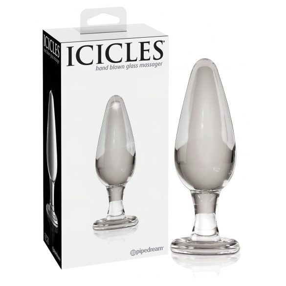 Icicles No. 26 - stožasti, stakleni analni dildo (prozirni)