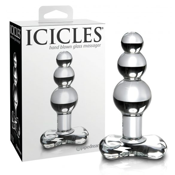 Icicles No. 47 - trostruki kuglasti, stakleni analni dildo (prozirni)