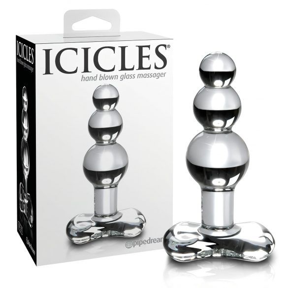 Icicles No. 47 - trostruki kuglasti, stakleni analni dildo (prozirni)