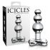 Icicles br. 47 - trostruki biserni stakleni analni dildo (proziran) 