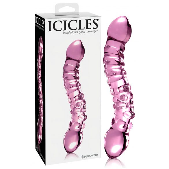 Icicles br. 55 - stakleni dildo s dvije strane, G-točka (roza) 