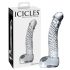 Icicles br. 61 - stakleni dildo sa testisima i penisom (proziran) 