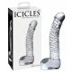 Icicles br. 61 - stakleni dildo sa testisima i penisom (proziran) 