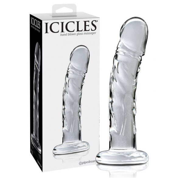 Icicles br. 62 - stakleni dildo za penis (proziran) 