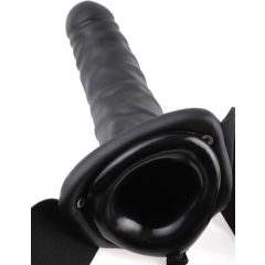 Fetish Strap-On 8 - strap-on, šuplji vibrator (crni)