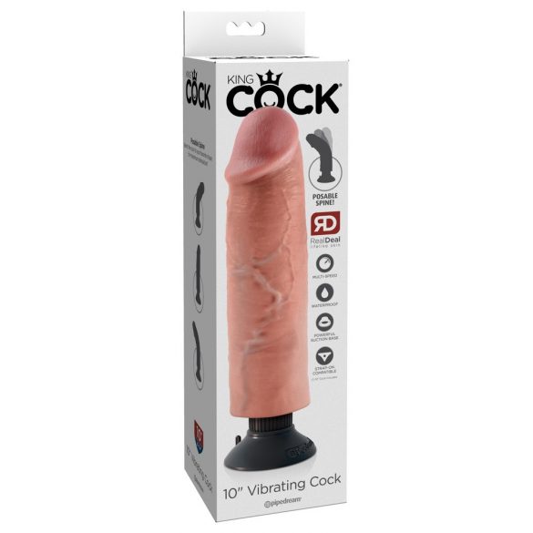 King Cock 10 - savitljivi, ljepljivi vibrator (25cm) - prirodan 