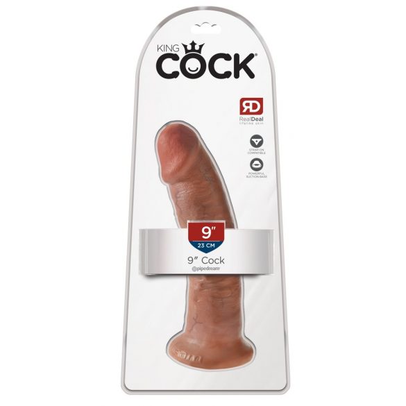 King Cock 9 - realističan dildo s vakuumom (23 cm) - tamno prirodan 