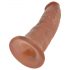 King Cock 9 - realistični dildo s postoljem (23 cm) - tamna prirodna boja