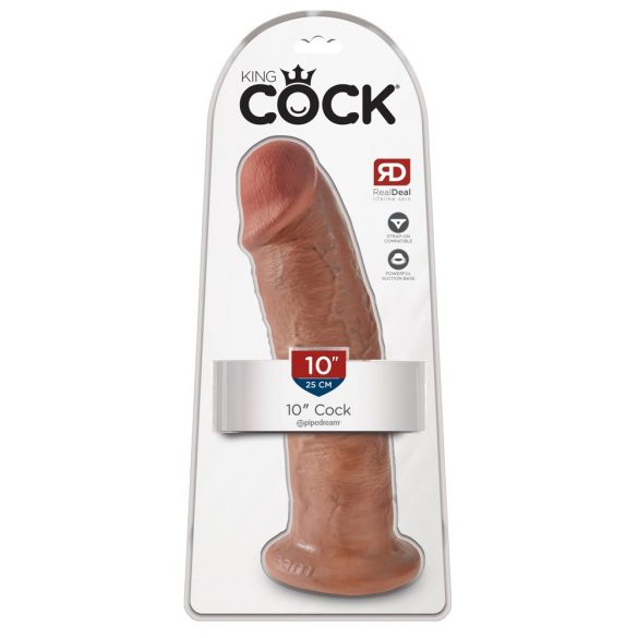 King Cock 10 - veliki dildo (25cm) - tamni prirodni 