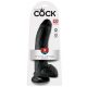 King Cock 9 - veliki dildo s testisima i s postoljem na vakuum (23 cm) - crni