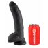 King Cock 9 - veliki dildo s testisima i s postoljem na vakuum (23 cm) - crni