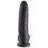 King Cock 9 - veliki, testikularni dildo (23cm) - crn 