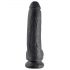 King Cock 9 - veliki dildo s testisima i s postoljem na vakuum (23 cm) - crni