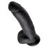 King Cock 9 - veliki, testikularni dildo (23cm) - crn 