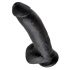 King Cock 9 - veliki dildo s testisima i s postoljem na vakuum (23 cm) - crni